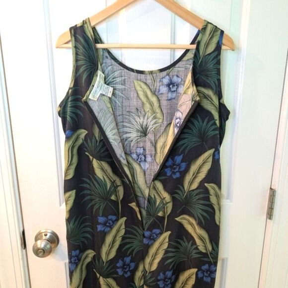 Pineapple Moon Tropical Print Silk Maxi Dress Sleeveless Medium Y2K Style - Picture 5 of 11